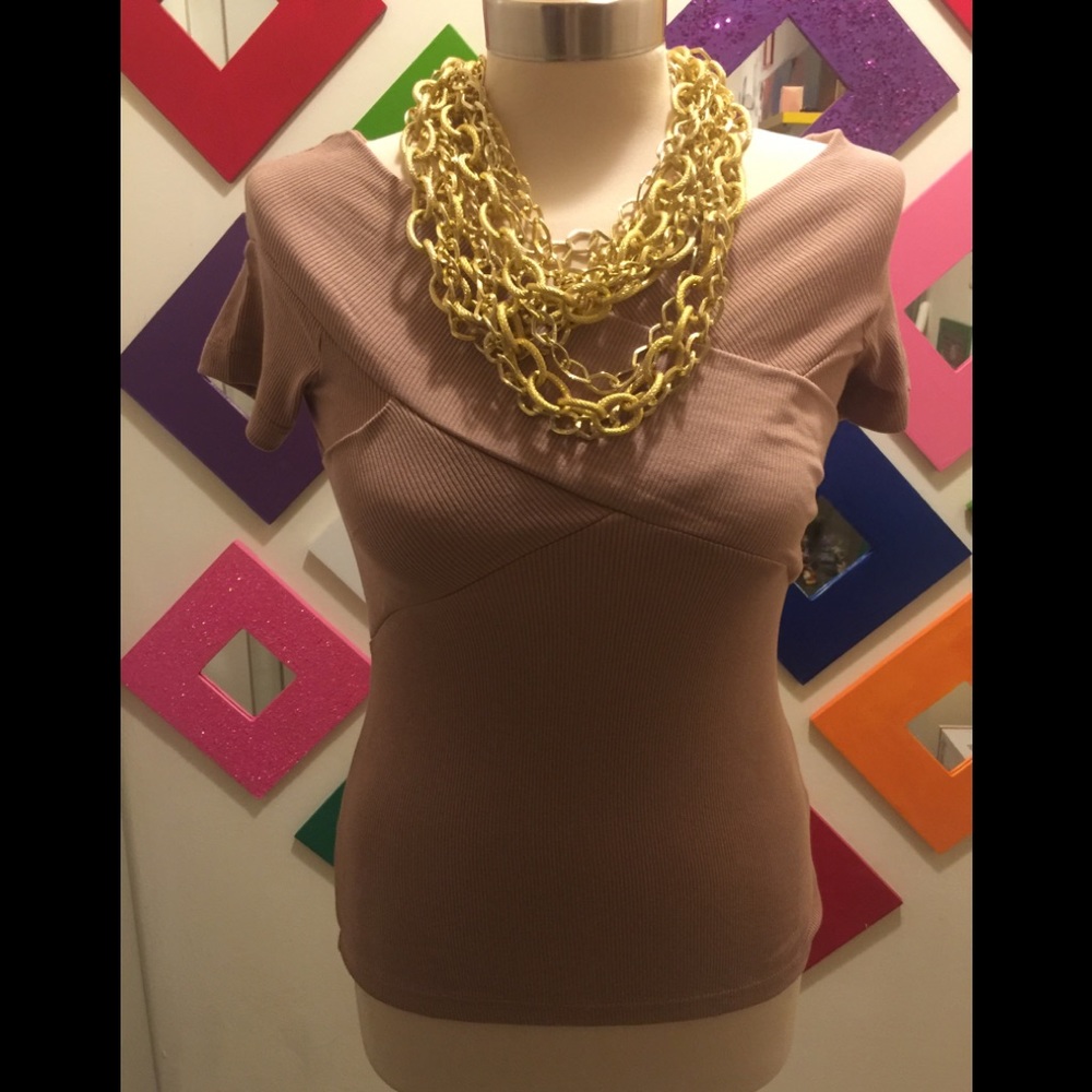 NWT ASOS Tan V-Neck Top